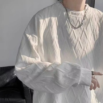 熱賣中新款白色大碼重磅圓領衛衣男女秋冬季潮牌寬鬆長袖休閒打底衫ins