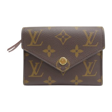 LOUIS VUITTON LV 路易威登 棕色 原花帆布 三折 Victorine 扣式短夾 M62472 【二手名牌BRAND OFF】