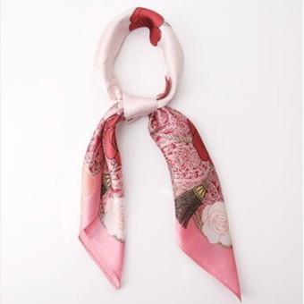 真絲絲巾女性服飾配件中小方巾桑蠶絲圍巾女裝飾紗巾65cm【聚物優品】