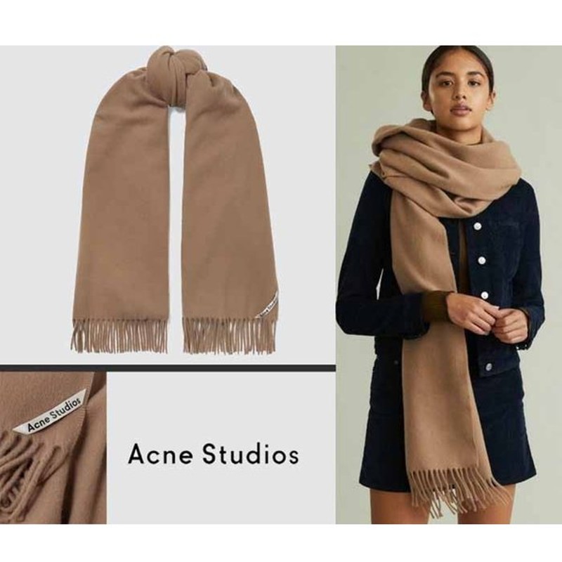 ファッションデザイナー acne studiosキャラメルブラウン マフラー