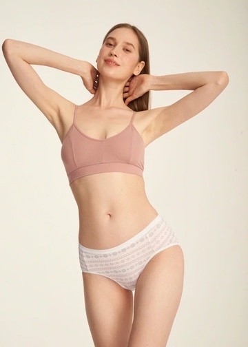 冬日氣息．中腰三角內褲(米白-針織雪花)