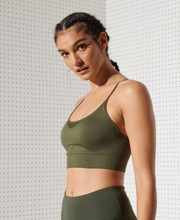 Superdry Women's Women's Sport Training Seamless Contour Sports Bra Khaki / Army Khaki - Size: 10 Size: 6