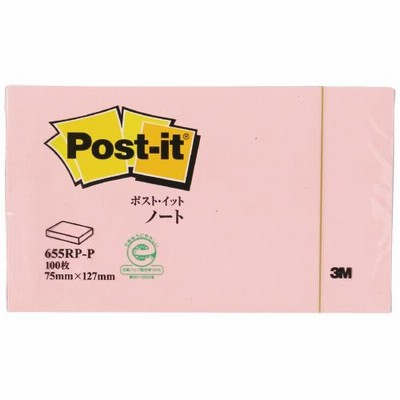 スリーエムジャパン　Post-it 再生紙ノート 655RP-P ピンク