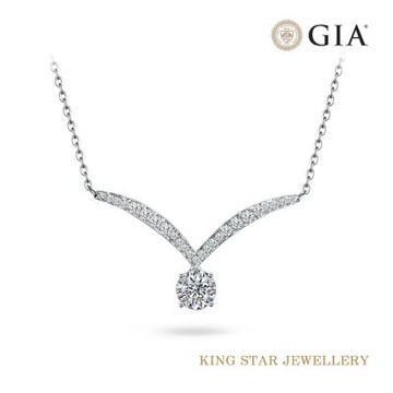King Star GIA無螢光 30分18K Dcolor 天然鑽石項鍊套鍊 星辰(一克拉視覺效果 / 3EX 八心八箭)