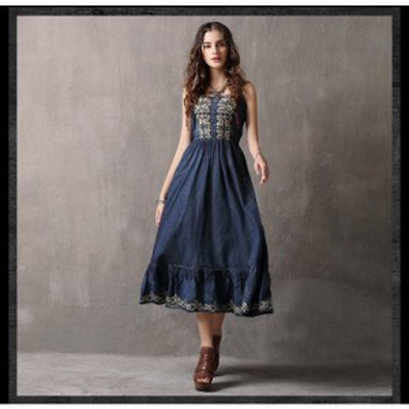 デニムワンピース コーデ 40代 ボヘミアンワンピース レトロ デニムスカ ト ドレスワンピース 民族衣装 ノースリーブ 通販 Lineポイント最大4 0 Get Lineショッピング