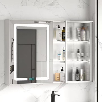 太空鋁浴室智慧鏡櫃衛生間掛墻式廁所收納鏡玻璃門帶燈除霧壁掛式【幸福驛站】