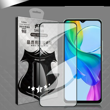 vxtra全膠貼合 vivo y03 滿版疏水疏油9h鋼化頂級玻璃膜(黑)