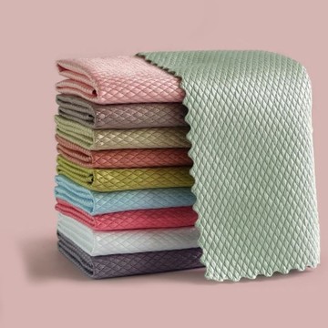 魚鱗抹布 5入一組 擦玻璃無水痕布 家務清潔布 家居神器 不掉毛 吸水毛巾