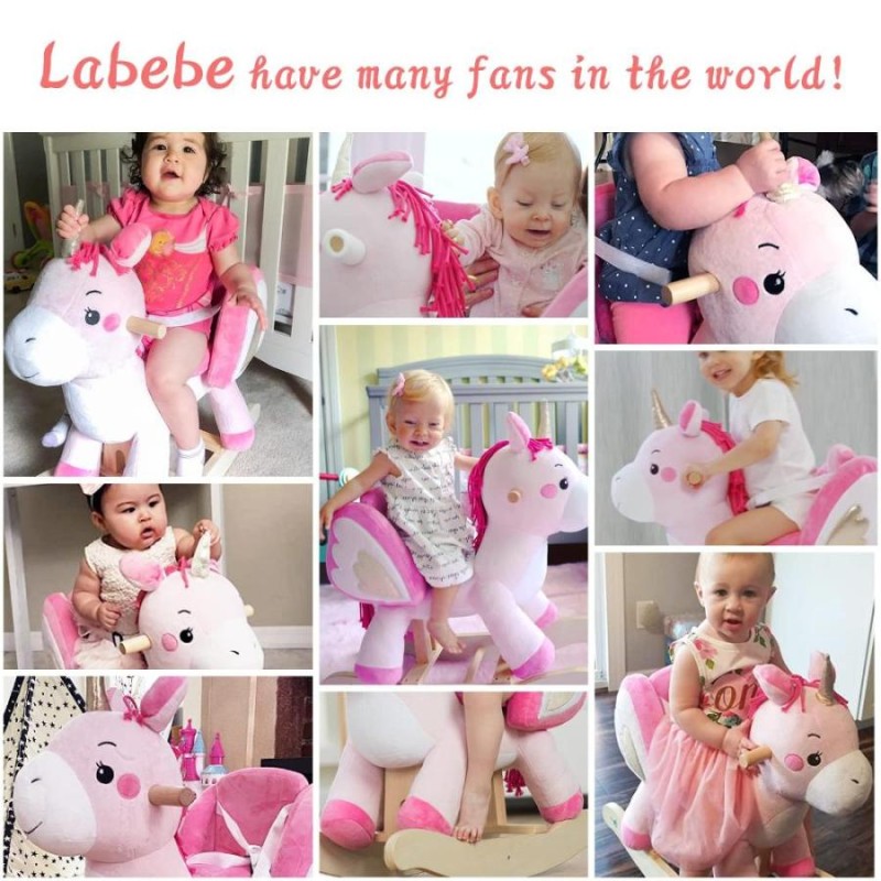 Labebe 子供用ロッキングホース ピンクユニコーン - 乗用玩具