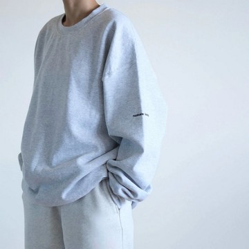 圓領刷毛大學 T / 寬版剪裁 / ruokalalokki / Ash 淺灰