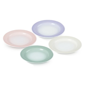LE CREUSET -瓷圓盤組17cm - 4入 (貝殼粉/淡粉紫/湖水綠/蛋白霜)
