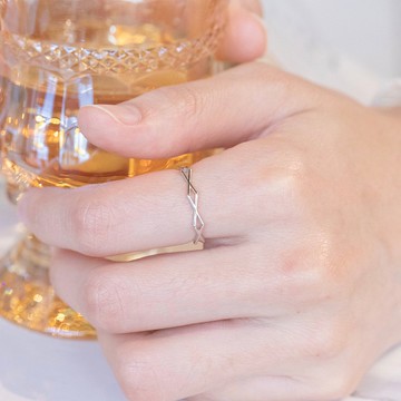 純銀菱形交織細戒戒指 尾戒 可調式戒指