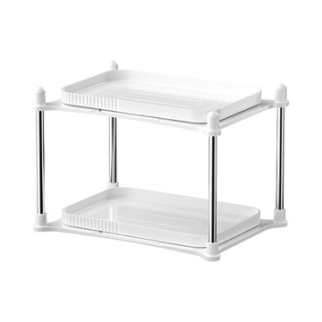 【英國FGODA】雙層旋轉式調味瓶收納架/置物架-多色可選典雅白