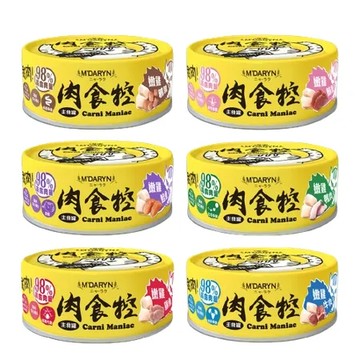 嫩雞鵪鶉(腸道保健) 喵樂 肉食控主食罐 80G 肉食控貓罐 98%高含肉量 貓罐 貓主食罐 貓咪 喵樂 M＇DARYN 罐頭 成貓 全齡貓