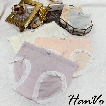 【HanVo】荷葉花邊素色3D包覆內褲 獨立包裝 觸感佳中腰內褲 透氣底襠 流行少女內褲 內著 A11-5867
