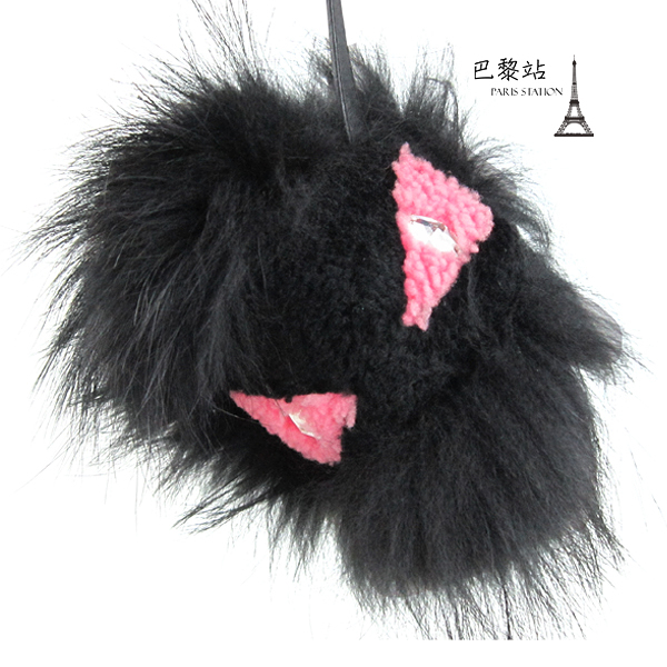 【巴黎站二手名牌專賣店】＊現貨＊FENDI 芬迪 真品＊Fur Monster Charm Black毛球 小怪獸吊飾