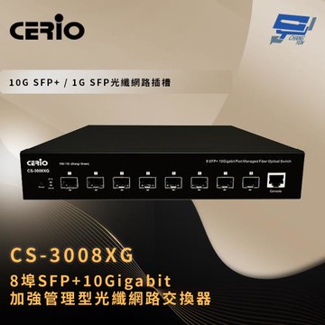 昌運監視器 CERIO 智鼎 CS-3008XG 8埠SFP+10Gigabit 加強管理型光纖網路交換器