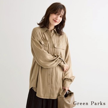 Green Parks 光澤緞面翻蓋口袋襯衫外套(06001053400)