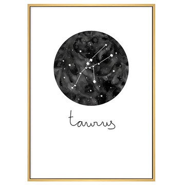 金牛座 Taurus 星座掛畫  50 x 70cm  木色