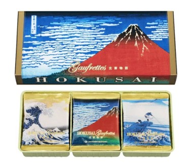 東京銀座風月堂限定法蘭酥日本浮世絵師葛飾北斎冨嶽三十六景神奈川富士山赤富士中秋節送禮新年禮物-12入