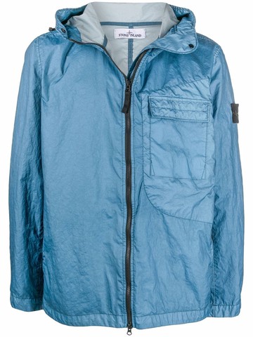Stone Island - Compass badge hooded windbreaker - men - Polyurethane Resin/Polyamide/Polyester - S - Blue