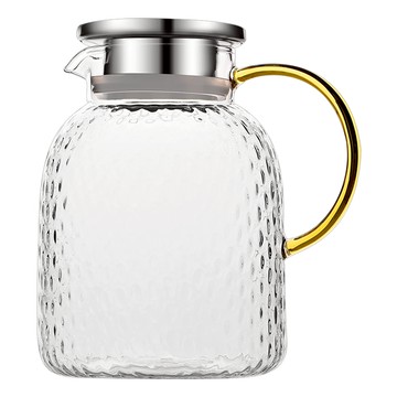 FOREVER 耐熱玻璃不鏽鋼把手水壺  銀色 + 透明色 + 金色  1L  1個