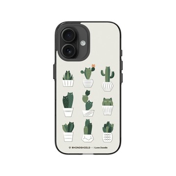 iPhone 16 Clear (相機按鈕) 酷墨灰 - ilovedoodle (Lim Heng Swee) - Cat and Plant - 仙人掌家族
