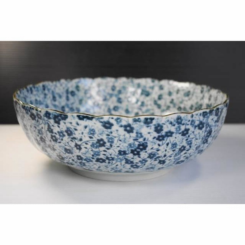 希少美品明初期染付青い花柄の陶器ボウル