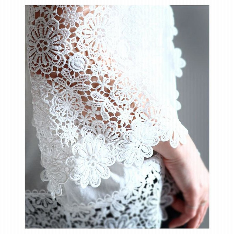 20  BEARDSLEY 刺繍　花柄　白　レース　ブラウス　フレンチスリーブ 20 BEARDSLEY 刺繍 花柄 白 レース ブラウス フレンチスリーブ