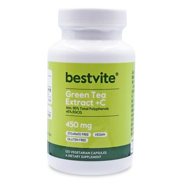【Bestvite】必賜力綠茶萃取+維生素C膠囊1瓶(120顆) 450mg綠茶萃取/45%兒茶素/50mg維他命C