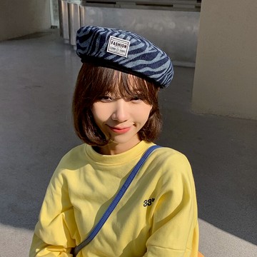 時髦斑馬紋貼標貝雷帽網紅帽子春秋個性畫家帽復古英倫小眾