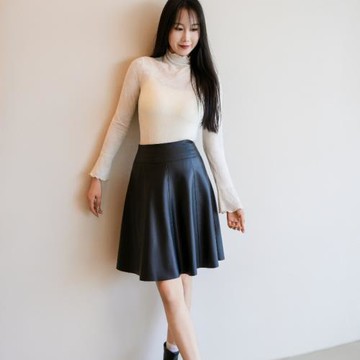 2025春季新款海寧真皮皮裙女高腰半身裙綿羊皮a字裙收腰顯瘦傘裙