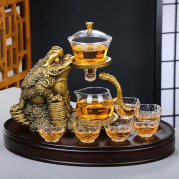 招財金蟾高端懶人茶具套裝家用創意茶壺半全自動耐熱玻璃茶具直銷