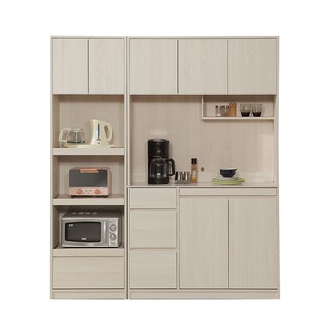 直人木業-DA奶油白榆木電器櫃滑門櫥櫃組182公分(電器櫃60公分+拉盤上下櫥櫃122公分)