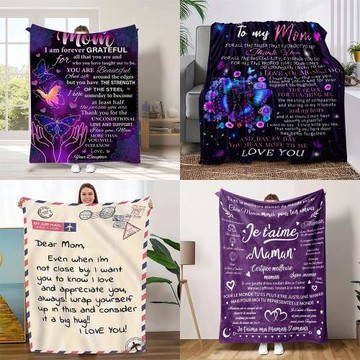 跨境母親節毛毯送媽媽的禮物毯子法蘭絨a類跨境加厚午睡空調毯