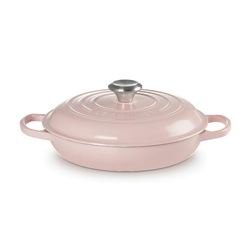 LE CREUSET 典藏淺底鐵鍋 鋼頭 26cm 雪紡粉  1個