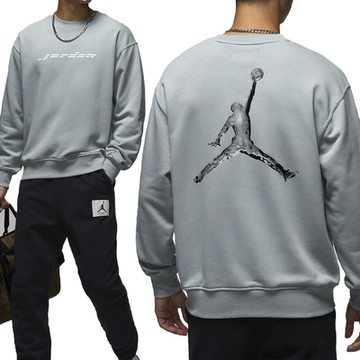 Nike J FLC Crew DR GCEL 男款 灰色 毛圈布 寬鬆 大學T 衛衣 喬丹 長袖 HQ4889-041