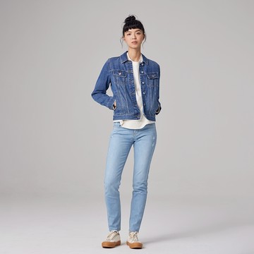 Lee 女款 409 中腰修身小直筒牛仔褲 刷破 | Modern