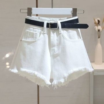 S-2XL 短褲女 高腰牛仔短褲女 夏季新款寬松顯瘦設計感毛邊a字闊腿熱褲
