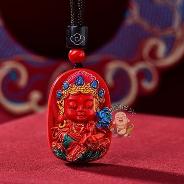台灣出貨🔥彩繪硃砂吊飾綠度母吊墜 本命年平安配飾 男女項鍊守護神毛衣鏈 招財平安 偏財辟邪 擋災 祈福開運 質感飾品配件