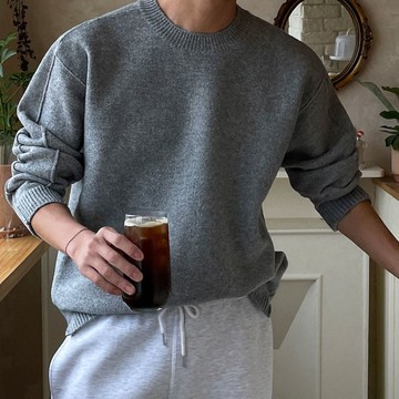 【巴黎精品】現貨+預購 針織衫長袖T恤-純色圓領設計感男上衣3色a1io28