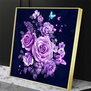 新款現代簡約客廳臥室鉆石畫十字繡滿鉆手工鉆石繡玫瑰花滿繡