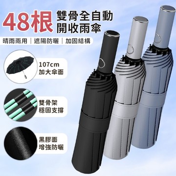 48根防風骨架黑膠自動傘