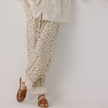 【巴黎精品】現貨+預購 休閒褲日系長褲-碎花森系棉質哈倫女褲子2色a1ja51