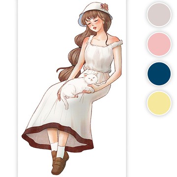 雷諾瓦 - 睡著的女孩 (4色) 24 (honne market) 人物貼紙 blackraccoon