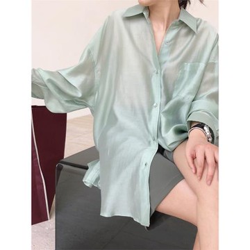 【現貨】Island島醬【燈火可親 有夢可做】品質天絲防曬襯衫微透