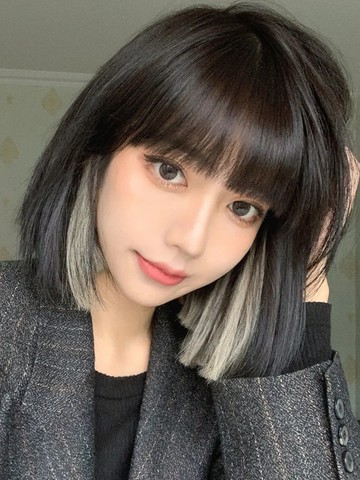 假發女短發網紅掛耳染漫畫劉海lisa同款個性帥氣挑染短直發全頭套