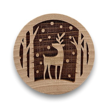 SOLO 歐洲家居 雪地鹿蹤 餅乾壓紋印章 5.5cm  木紋色  1個