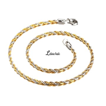 -laura- 316l白鋼 雙色項鍊 抗過敏