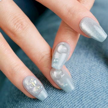 Dashing Diva/P 頂級璀燦美甲片-冰藍小熊 MDU5F008CG